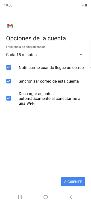 Si aparece en la pantalla esta imagen, tu cuenta de correo electrónico ha sido reconocida y configurada automáticamente. Sigue las indicaciones de la pantalla para introducir más información y terminar la configuración. Si aparece en la pantalla esta imagen, tu cuenta de correo electrónico ha sido reconocida y configurada automáticamente. Sigue las indicaciones de la pantalla para introducir más información y terminar la configuración.