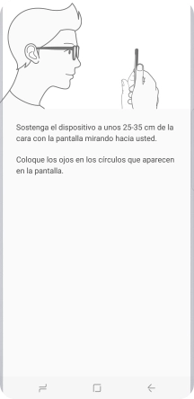 Sigue las indicaciones de la pantalla para crear con el escáner de iris un código de seguridad. Sigue las indicaciones de la pantalla para crear con el escáner de iris un código de seguridad.
