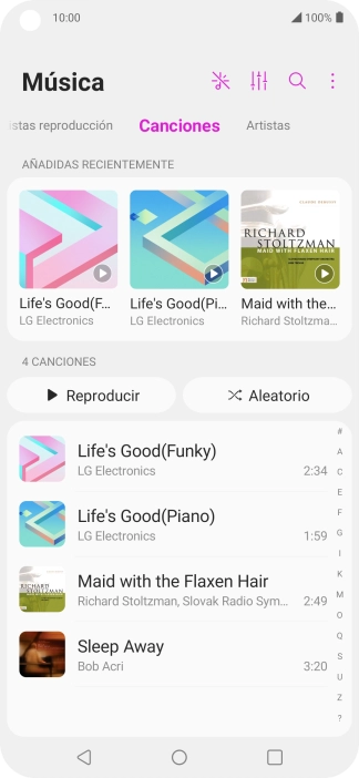 Pulsa el archivo de música deseado. Pulsa el archivo de música deseado.