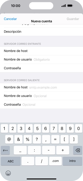 Pulsa Nombre de usuario e introduce el nombre de usuario de tu cuenta de correo electrónico. Pulsa Nombre de usuario e introduce el nombre de usuario de tu cuenta de correo electrónico.
