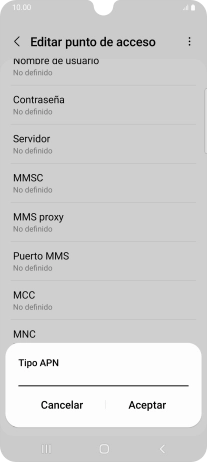 Introduce default y pulsa Aceptar.