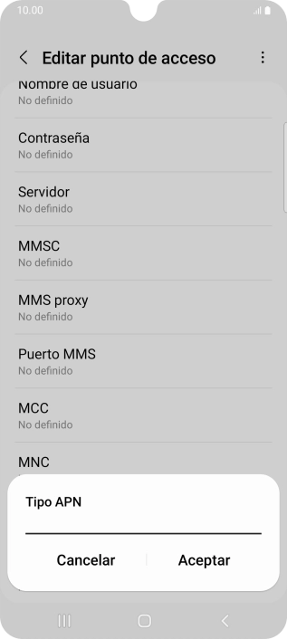 Introduce default y pulsa Aceptar.