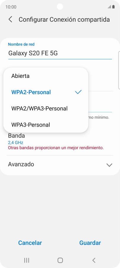 Pulsa WPA3-Personal para proteger la conexión wifi con una contraseña. Pulsa WPA3-Personal para proteger la conexión wifi con una contraseña.
