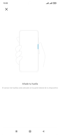 Sigue las indicaciones de la pantalla para crear una huella digital como código de seguridad. Sigue las indicaciones de la pantalla para crear una huella digital como código de seguridad.