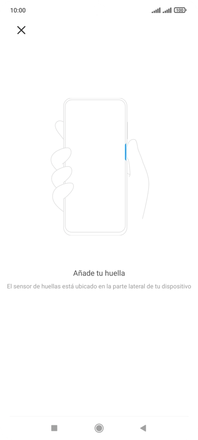 Sigue las indicaciones de la pantalla para crear una huella digital como código de seguridad. Sigue las indicaciones de la pantalla para crear una huella digital como código de seguridad.