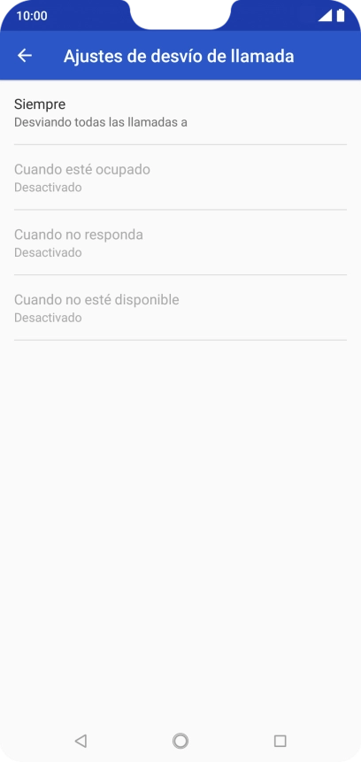 Pulsa el tipo de desvío deseado. Pulsa el tipo de desvío deseado.