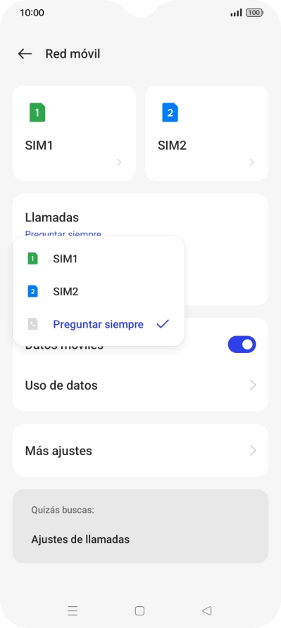 Pulsa el ajuste deseado. Pulsa el ajuste deseado.