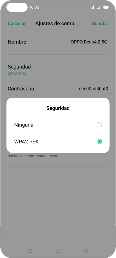Pulsa WPA2 PSK para proteger la conexión wifi con una contraseña. Pulsa WPA2 PSK para proteger la conexión wifi con una contraseña.