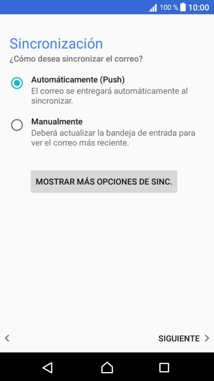 Si aparece en la pantalla esta imagen, tu cuenta de correo electrónico ha sido reconocida y configurada automáticamente. Sigue las indicaciones de la pantalla para introducir más información y terminar la configuración. Si aparece en la pantalla esta imagen, tu cuenta de correo electrónico ha sido reconocida y configurada automáticamente. Sigue las indicaciones de la pantalla para introducir más información y terminar la configuración.