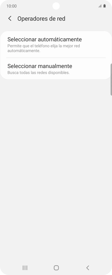 Pulsa Seleccionar manualmente para desactivar la función y espera mientras el teléfono está buscando redes.