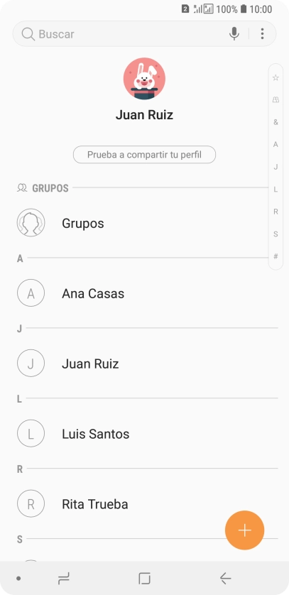 Pulsa el icono de nuevo contacto. Pulsa el icono de nuevo contacto.