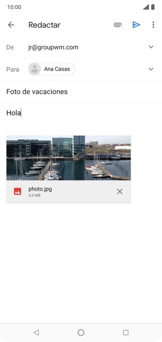 Pulsa el icono de envío cuando termines de escribir el correo electrónico. Pulsa el icono de envío cuando termines de escribir el correo electrónico.