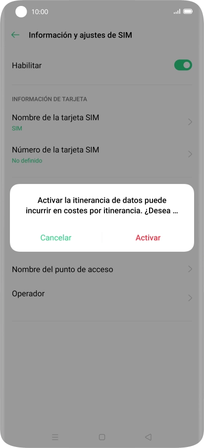 Si activas la función, pulsa Activar. Si activas la función, pulsa Activar.
