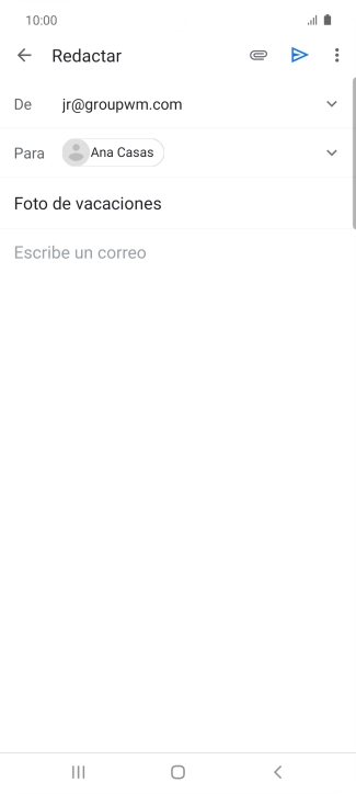 Pulsa en el campo de escritura y escribe el texto del correo electrónico. Pulsa en el campo de escritura y escribe el texto del correo electrónico.