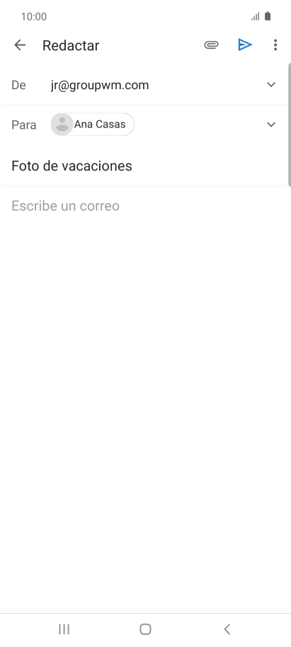 Pulsa en el campo de escritura y escribe el texto del correo electrónico. Pulsa en el campo de escritura y escribe el texto del correo electrónico.