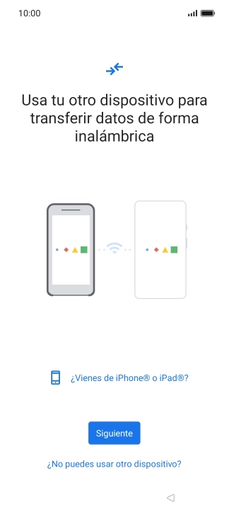 Sigue las indicaciones de la pantalla para transferir contenido desde otro teléfono. Sigue las indicaciones de la pantalla para transferir contenido desde otro teléfono.