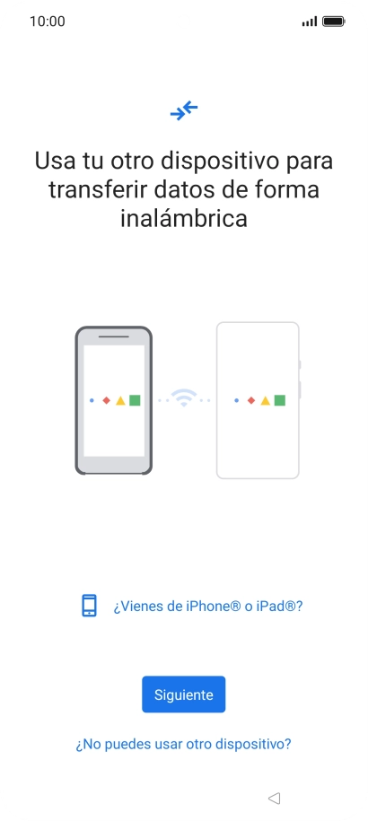 Sigue las indicaciones de la pantalla para transferir contenido desde otro teléfono. Sigue las indicaciones de la pantalla para transferir contenido desde otro teléfono.