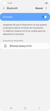 Pulsa el dispositivo Bluetooth deseado y sigue las indicaciones de la pantalla para vincular el dispositivo al teléfono. Pulsa el dispositivo Bluetooth deseado y sigue las indicaciones de la pantalla para vincular el dispositivo al teléfono.