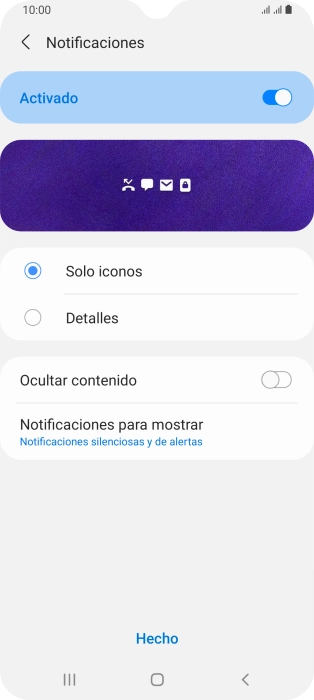 Pulsa los ajustes deseados para activarlos o desactivarlos. Pulsa los ajustes deseados para activarlos o desactivarlos.