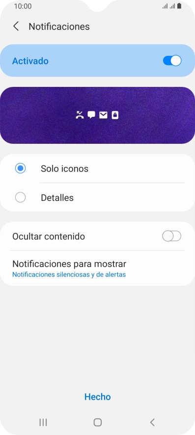 Pulsa los ajustes deseados para activarlos o desactivarlos. Pulsa los ajustes deseados para activarlos o desactivarlos.