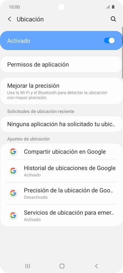 Pulsa Permisos de aplicación. Pulsa Permisos de aplicación.