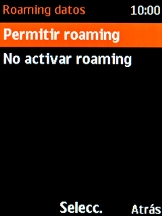 Selecciona Permitir roaming para activar la función. Selecciona Permitir roaming para activar la función.