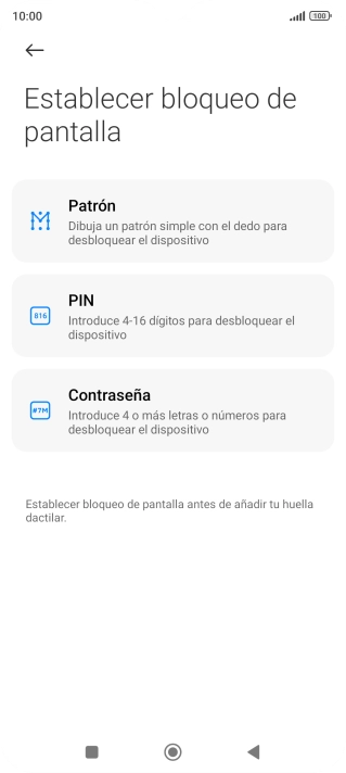 Pulsa el código de seguridad deseado. Pulsa el código de seguridad deseado.
