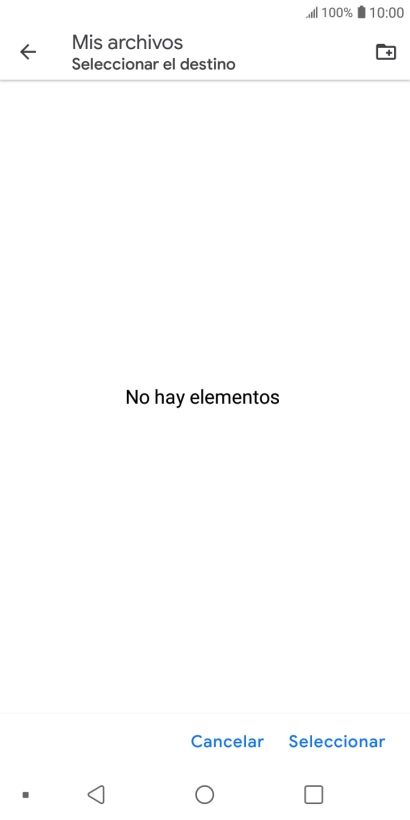 Si deseas crear una nueva carpeta, pulsa el icono de nueva carpeta y sigue las indicaciones de la pantalla para crearla. Si deseas crear una nueva carpeta, pulsa el icono de nueva carpeta y sigue las indicaciones de la pantalla para crearla.
