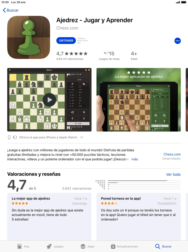 Pulsa OBTENER y sigue las indicaciones de la pantalla para instalar la app.