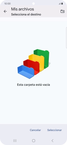 Si deseas crear una nueva carpeta, pulsa el icono de nueva carpeta y sigue las indicaciones de la pantalla para crearla. Si deseas crear una nueva carpeta, pulsa el icono de nueva carpeta y sigue las indicaciones de la pantalla para crearla.