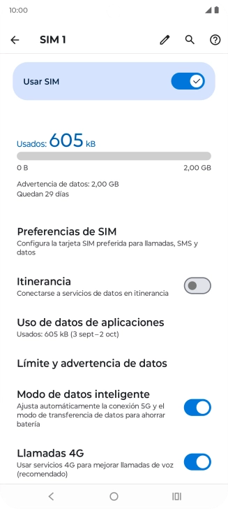 El consumo total de datos se visualiza ahora en la pantalla. El consumo total de datos se visualiza ahora en la pantalla.