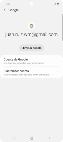 Pulsa Sincronizar cuenta. Pulsa Sincronizar cuenta.