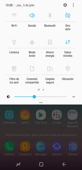 Pulsa el icono de datos móviles para activar o desactivar la función.