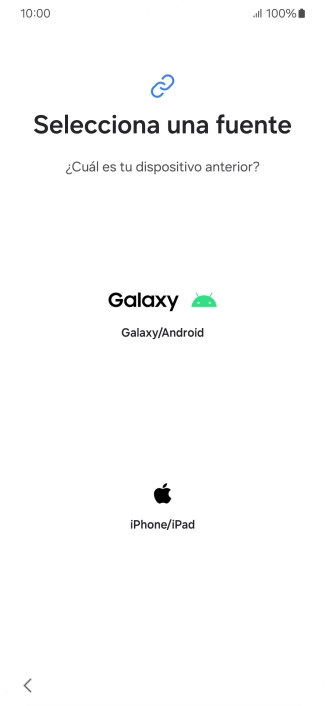 Pulsa el ajuste deseado y sigue las instrucciones de la pantalla para transferir el contenido del otro teléfono. Pulsa el ajuste deseado y sigue las instrucciones de la pantalla para transferir el contenido del otro teléfono.