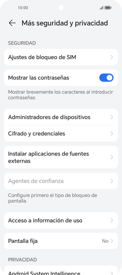 Pulsa Ajustes de bloqueo de SIM. Pulsa Ajustes de bloqueo de SIM.