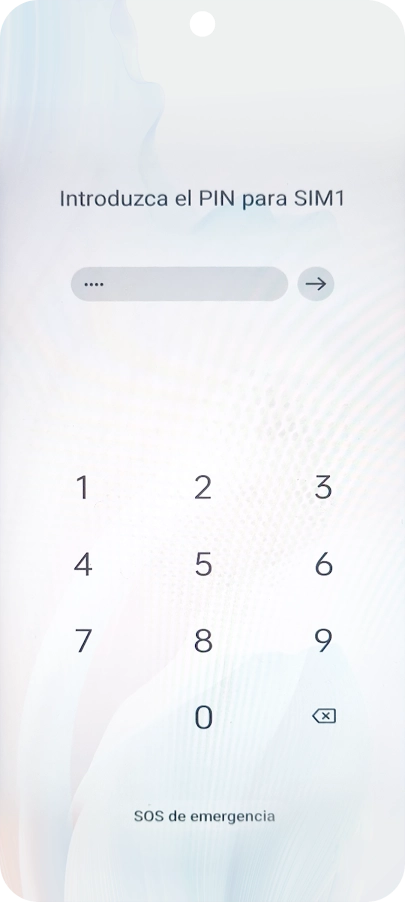 Si lo solicita el teléfono, introduce el código PIN y pulsa la flecha hacia la derecha. Si lo solicita el teléfono, introduce el código PIN y pulsa la flecha hacia la derecha.