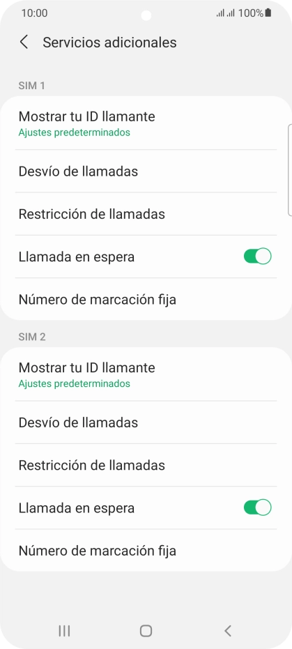 Pulsa Desvío de llamadas bajo la tarjeta SIM deseada. Pulsa Desvío de llamadas bajo la tarjeta SIM deseada.
