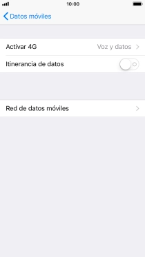 Pulsa Red de datos móviles.