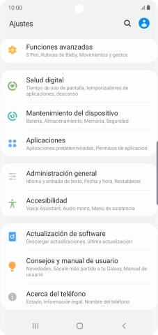 Pulsa Actualización de software. Si hay una versión de software nueva disponible, aparecerá ahora en la pantalla. Sigue las indicaciones de la pantalla para actualizar el software del teléfono.