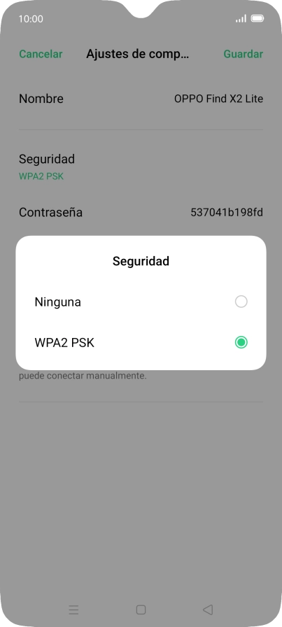 Pulsa WPA2 PSK para proteger la conexión wifi con una contraseña. Pulsa WPA2 PSK para proteger la conexión wifi con una contraseña.