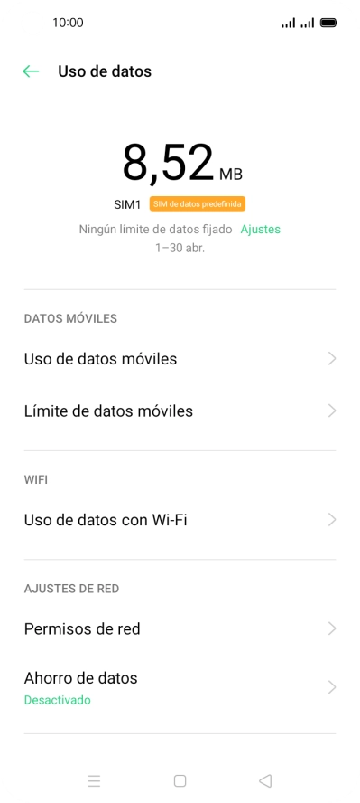 El consumo total de datos se visualiza ahora en la pantalla. El consumo total de datos se visualiza ahora en la pantalla.