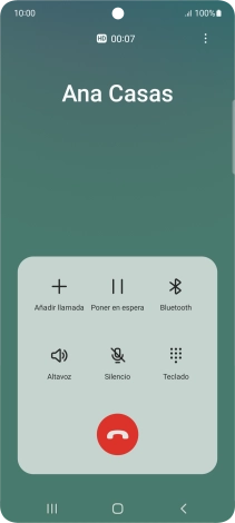 Pulsa el icono de finalizar llamada. Pulsa el icono de finalizar llamada.