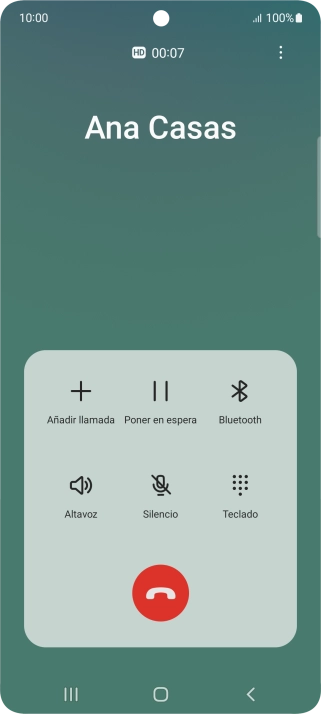Pulsa el icono de finalizar llamada. Pulsa el icono de finalizar llamada.