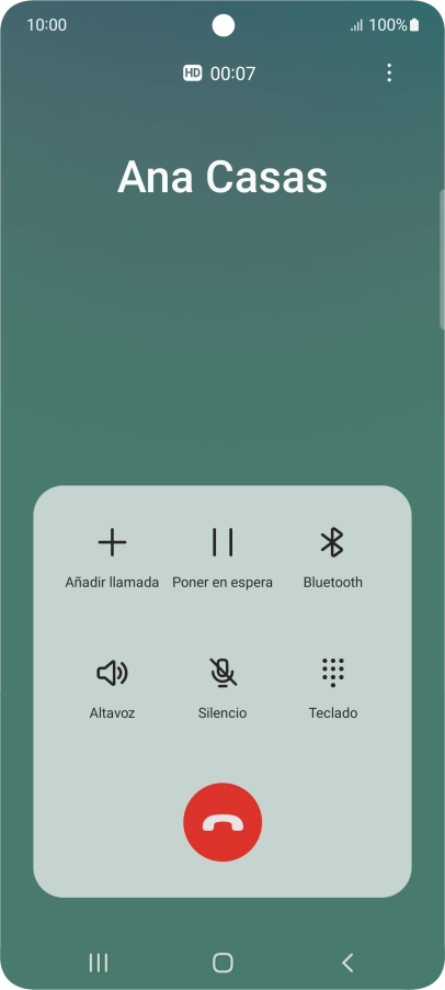 Pulsa el icono de finalizar llamada. Pulsa el icono de finalizar llamada.