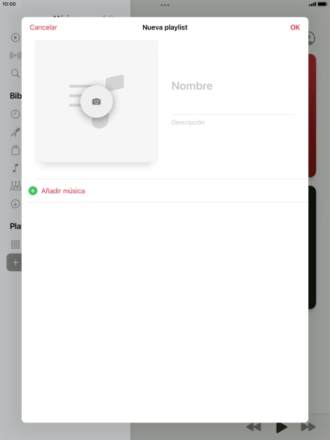 Pulsa en el campo de escritura e introduce el nombre de la lista de reproducción.