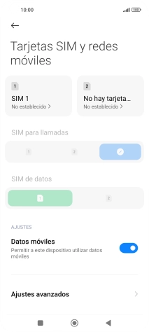 Pulsa el nombre de la tarjeta SIM. Pulsa el nombre de la tarjeta SIM.