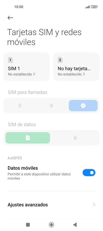 Pulsa el nombre de la tarjeta SIM. Pulsa el nombre de la tarjeta SIM.