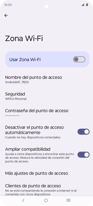 Pulsa Contraseña del punto de acceso.
