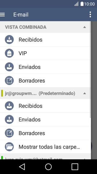 Pulsa la bandeja de entrada bajo la cuenta de correo electrónico deseada. Pulsa la bandeja de entrada bajo la cuenta de correo electrónico deseada.