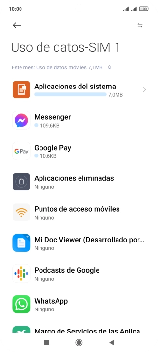 El consumo total de datos del período seleccionado aparece ahora en la pantalla.